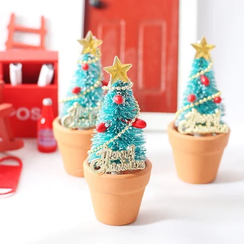 1:12 Babaház miniatűr karácsonyfa cserepes növények Dekoratív modell játékok kiegészítők oyuncak bebek aksesuarları