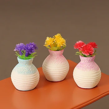1/12 méretarányú babaház szimulációs virág vázával Babaház Mini virágcserepes babák Ház lakberendezési kiegészítők