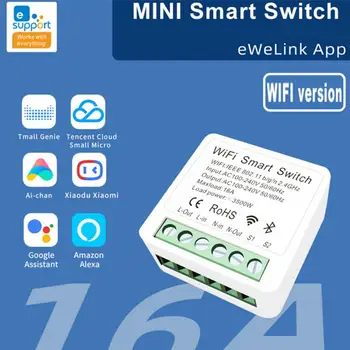 1/2/3/4 utas Mini EweLink Wifi Smart Switch támogatás Vezérlő időzítő vezeték nélküli kapcsoló kompatibilis Alexával működik Google Home Alice