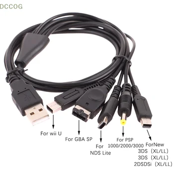 1.2M kábel gyorstöltő kábel 5 az 1-ben USB játéktöltő kábel vezetékhez az új 3DS XL NDS Lite NDSI LL Wi I U GBA PSP