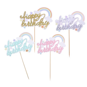 1/3/5Pcs arany ezüst kék rózsaszín aranyos szivárvány boldog születésnapot torta topper gyermek születésnapi zsúr dekorációs kellékek torta dekoráció