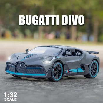 1/32 Bugatti DIVO fém sportautó ötvözet modell autó módosított visszahúzás öntött játék szimuláció hang és fény játék gyerek fiú ajándék