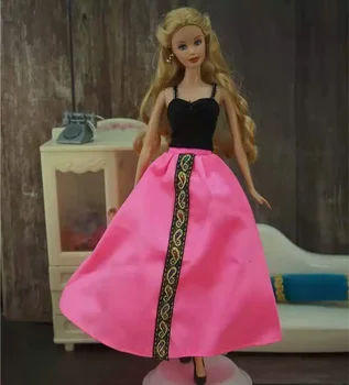 1/6 Bájos fekete ing rózsaszín szoknya ruhakészlet Barbie baba ruhákhoz FR Kurhn ruházati partiruha 11.5