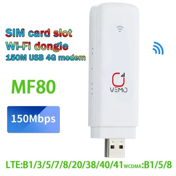 1 darab MF80 USB WIFI modem router 150Mbps SIM-kártya foglalattal 4G autós hordozható USB Wifi router USB dongle támogatás 16 felhasználó