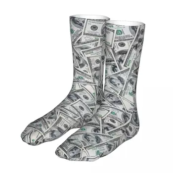 100 dolláros bankjegyek USA zokni Férfi Nők Poliészter Vicces Boldog pénz Zokni újdonság Tavasz Nyár Ősz Téli Zokni Ajándék