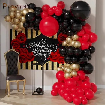 104db Piros arany Fekete esküvői téma Party fólia léggömbök Felnőtt születésnapi zsúr Valentin-napi évfordulós dekorációk Ajándékok Globos
