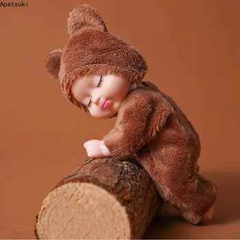12cm barna medve alvó baba Aranyos állat baba ruhával 4,5