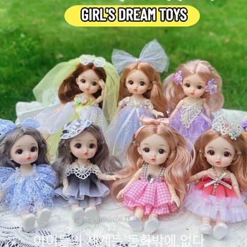 16cm 1/12 BJD baba ruhákkal és cipőkkel mozgatható 13 ízület Divatmodell Aranyos lány születésnapi ajándék játékok
