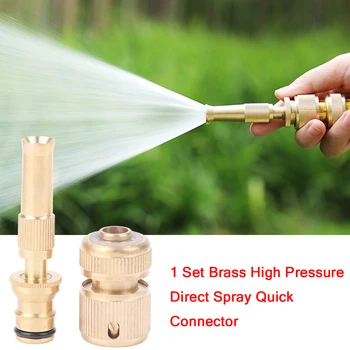 1Pc Spray fúvóka tiszta réz nagynyomású közvetlen permetezéses gyorscsatlakozó otthoni tömlő állítható nyomású kerti sprinkler