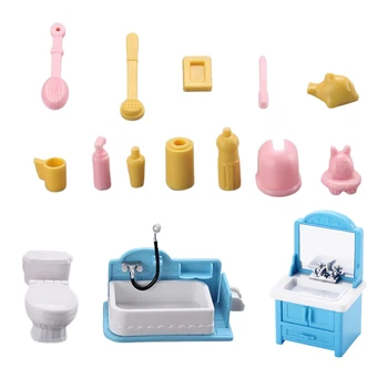 1Set Babaház miniatűr mosdó kellékek WC kellékek Modell Babaház Nappali Fürdőszoba dekoráció gyerekeknek Színlelj játékokat