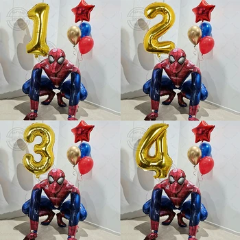 1set Marvel 3D Big Spiderman fólia lufi szett gyerekeknek A fiúk kedvelik a születésnapi babaváró parti dekorációkat Air Globos kellékek