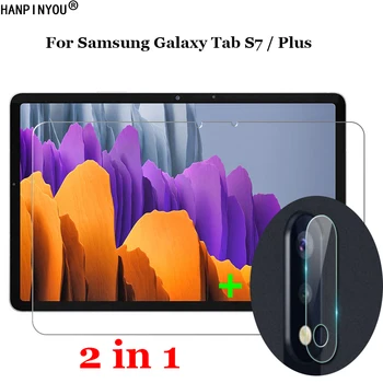 2 az 1-ben elülső edzett üveg Samsung Galaxy Tab S7 / Plus puha kamera lencsevédő filmhez képernyővédő fólia védő