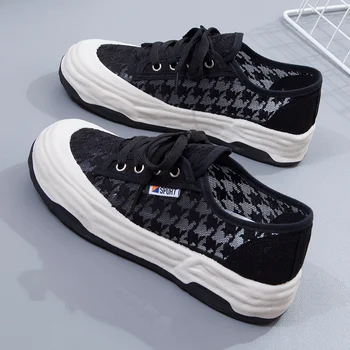 2023 Új nyári divat Üreges lélegző fűzős Fűzős Alkalmi sportcipők Női kényelmes puha lapos cipők Kültéri sétacipők