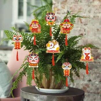 2024 Kínai újévi díszek 6db Fesztivál szerencsejel növény medál Szezonális dekoráció Újévi lakberendezés fa ajtóhoz