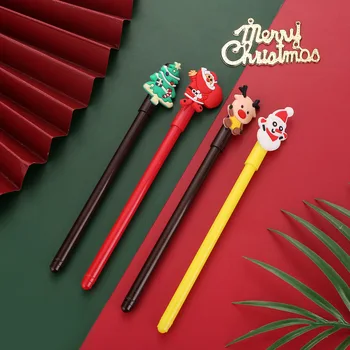 20dbs Karácsonyi 4 színű gél toll 0,5mm fekete tinta kreatív Mikulás rajzfilm aláírás toll írószer Diákdíjak