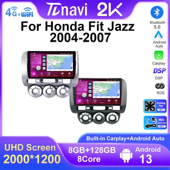 2din Android 13 autórádió Honda Fit Jazz City 2004 - 2007 multimédia videó lejátszó sztereó navigáció GPS Carplay Auto 4G WIFI