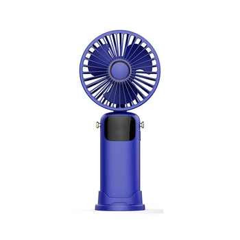 3000Mah nyári kézi ventilátor hordozható összecsukható ventilátor USB töltés Nagy szélteljesítményű ventilátor LED képernyővel diák kék