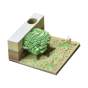 3D Memo Pad Papírfaragás Művészet 3D cetlik tolltartóval Kreatív DIY papírjegyzetek Aranyos tapadásmentes kényelmi matricák