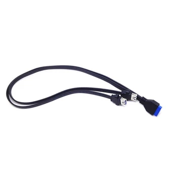 3Pcs 0.3M kettős 2 portos USB 3.0 előlapi hosszabbító kábel A típusú anya - 20 tűs doboz fejléc anya csatlakozó adapter kábel