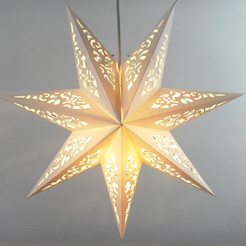 3Pcs 45cm üreges Star Party fényvédő ablakrács Home hálószoba éjszakai fényvédő ablak vágott papír csillag lámpabúra (fehér)