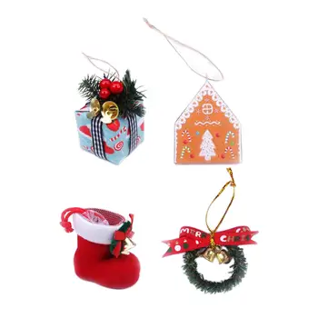 4 darab 1:12 méretarányú babaház karácsonyi dekoráció Tündérkert miniatűr miniatűr ajándékdoboz Babaház kiegészítők Színlelj játék