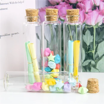 50db DIY üvegpalackok parafa kézművességgel esküvői üres tárolóedény palack 55ml folyékony tabletta por ékszer díszpalackok