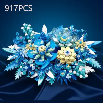 917PCS Fantasy Örök Virág Építőelemek Növény Virág Összeszerelés Tégla Kreatív Asztali dekoráció Romantikus ajándék Gyermek játék