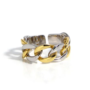 925 Sterling ezüst gyűrű Ins sötét szél arany és ezüst lánc gyűrű Női sokoldalú ezüst gyűrű