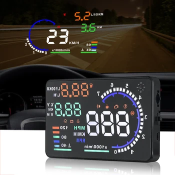 A8 HUD digitális sebességmérő OBD2 HUD autó fejjel felfelé kijelző gyorshajtással Vízhőmérséklet RPM riasztás szélvédő Sebesség projektor kijelző