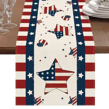 Amerikai zászló Asztali futó Amerikai vászon Home Collection asztali futó Asztali futó Piros fehér kék csíkok esküvői partira