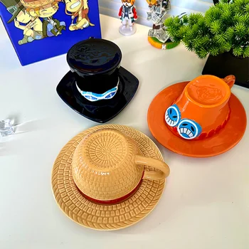 Anime One Piece Cosplay Bögre Vízkupa Creative Three Brothers kalap alakú kávéscsésze Ace Sabo kerámia csésze partikhoz Anime