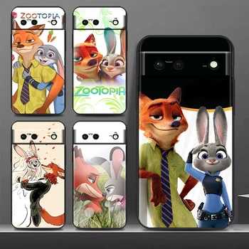 Anime Zootopia Judy &Nick Google Pixel 8 7A 7 6A 6 5A 5 4 4A XL 5G fekete ütésálló héj Funda telefontok