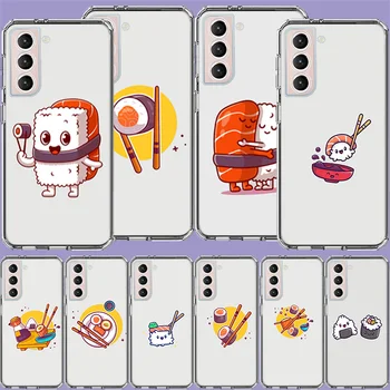 Aranyos rajzfilm sushi átlátszó telefontok Samsung Galaxy S23 S22 Ultra S21 FE S20 S10 S9 S8 Plus S10E S7 Edge fedőhéj Coque