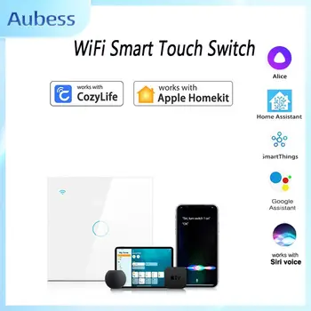 Aubess WiFi intelligens érintőkapcsoló EU vezeték nélküli távoli fali kapcsolók Hangvezérlő érzékelő LED fénypanel HomeKit Alexa Google