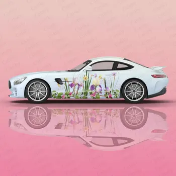 Beauty Lily Racing Car grafikus matrica Teljes test vinil csomagolás Modern design Vektorkép csomagolás matrica dekoratív autó matrica