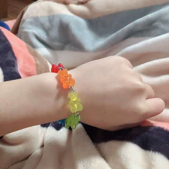 Candy Color Bear karkötő Color Chain medál karkötők Női édes karszalag Női ékszerek Lady Hand kiegészítők ajándék