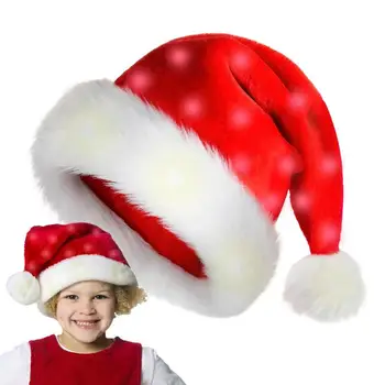 Christmas Light-up kalap Karácsonyi kalap HLED Karácsonyi kalap puha plüss Klasszikus karácsonyi cosplay kalap karácsonyi party kalap felnőtt gyerekek