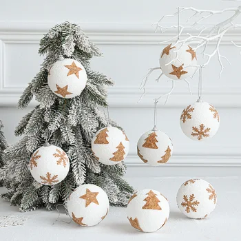 Cristmas dísz függő labda 8cm karácsonyfa dekoráció bevásárlóközpont ablak medál fehér kenderhab hógolyó lakberendezés