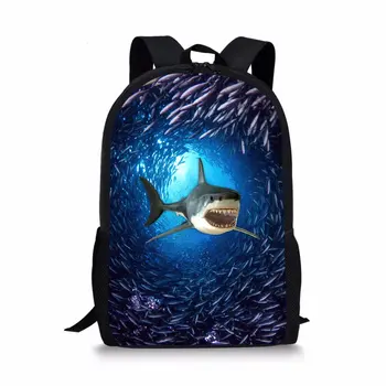  cápa hátizsák elemi fiúknak lányok Ocean Animal 3D nyomtatott könyvtáska Általános iskolás gyerekek hátsó táska kék hátizsák 16 hüvelyk