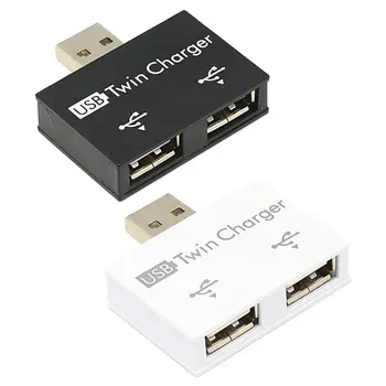 E9LB Twin Dual 2Port USB Splitter USB Hub 2 portos adapter Phone PC-hez