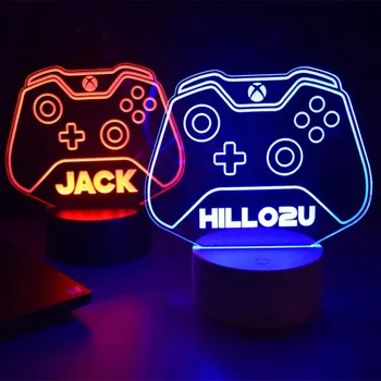 Egyéni játékos címke Xbox kontroller LED éjszakai fény személyre szabott lézergravírozás Név RGB lámpa játéktermi dekorációkhoz 19 betűtípus