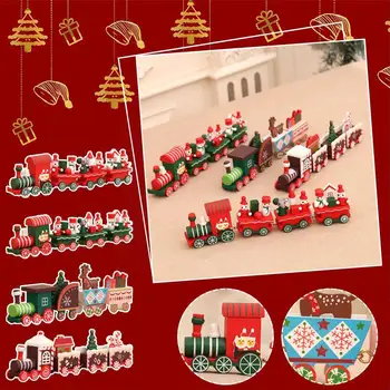 Fa/műanyag vonat karácsonyi dísz boldog karácsonyi dekoráció otthonra 2023 karácsonyi ajándékok Noel Natal Navidad újév 202 X5Y4