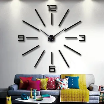 Fali dekoráció Kreatív DIY falióra Egyszerű nappali dekoráció Háttér dekoráció3D tükör fali paszta óra Csendes óra