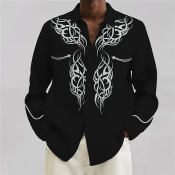 Fashion Trend Men 2023 ingek Kültéri puha, kényelmes szövet Plus size felsők Öltöny Ingek Átlátszó grafika Vékony férfi ruházat