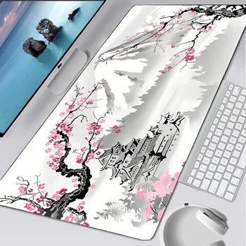 Fehér Mount Fuji Sakura egérpad laptop gamer Kawaii Japán cseresznyevirág egérpad játék asztali szőnyeg asztali számítógépek egérszőnyegek