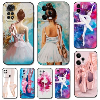 Fekete TPU tok Xiaomi POCO F5 PRO M4 5G M5 M5S 4G redmi A1 PLUS telefonborítóhoz Balett lány balerina