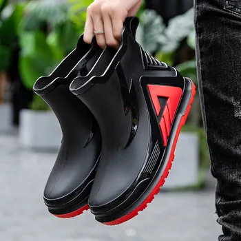 Férfi esőcsizmák kültéri vízálló, csúszásmentes esőcsizmák divatos pár vízicsizmák férfi játékcipők munkavédelmi cipők