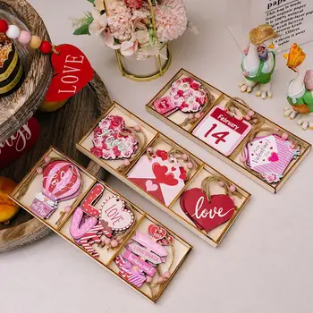 Függő fa dekoráció Valentin-napi fa szív függő készlet zsinórral Boríték design Rózsaszín dekorációk otthonra