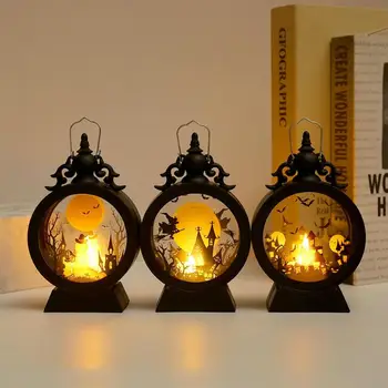Halloween dekoratív medál Kis éjszakai lámpa Elektronikus gyertya Vár Széllámpa Tök lámpa Party Kellék dekoráció