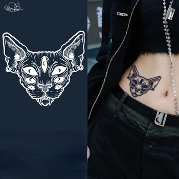 Hip Hop Demon Hellcat tetováló matricák Vízálló ideiglenes tetoválás Punk Hamis tetoválások nőknek Fesztivál Tatto Hotwife Art Body